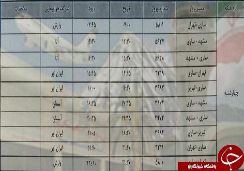 پرواز های چهارشنبه 20 شهریورماه فرودگاه های مازندران پرواز های چهارشنبه 20 شهریورماه فرودگاه های مازندران