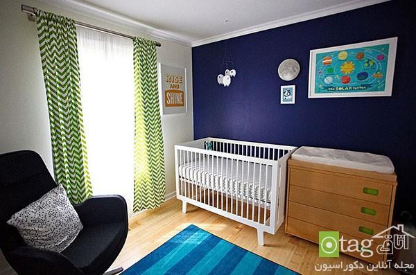 رنگ آمیزی اتاق نوزاد با تم آبی و چیدمانی شیک و هماهنگ